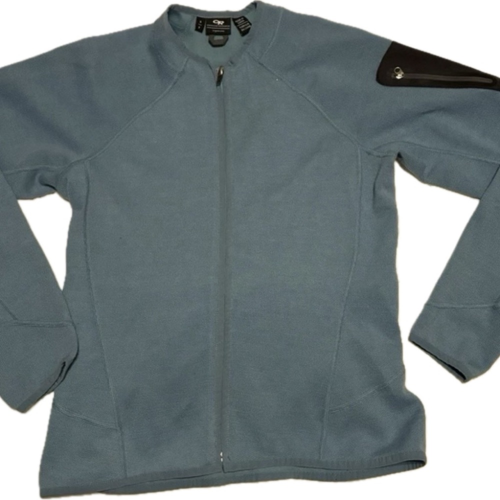 Outdoor Research women’s full zip wool-blend jacket in a light blue color  Small